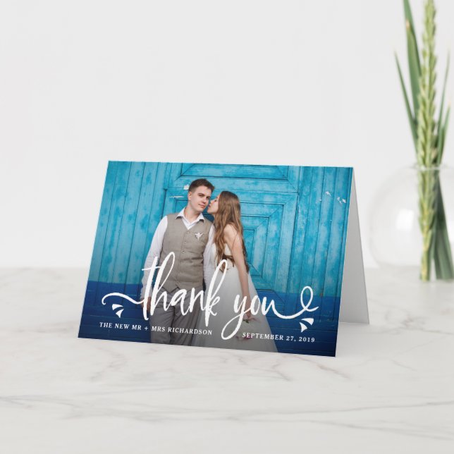 Carte De Remerciements Caprice et Charme | Remerciement de Mariage avec P (Devant)