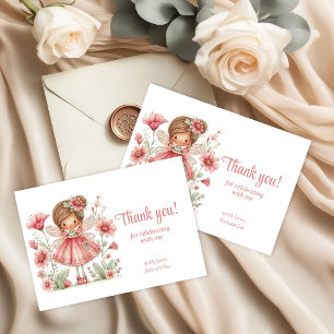 Carte De Remerciements Caprice Mignon Fée Floral Pastel 1er Anniversaire