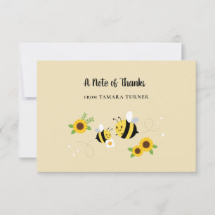 Carte De Remerciements Caractères mignons Baby shower entre les deux abei