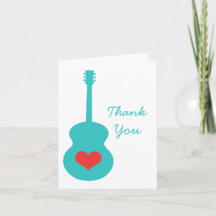 Carte de remerciements cardiaque Aqua/Red Guitar