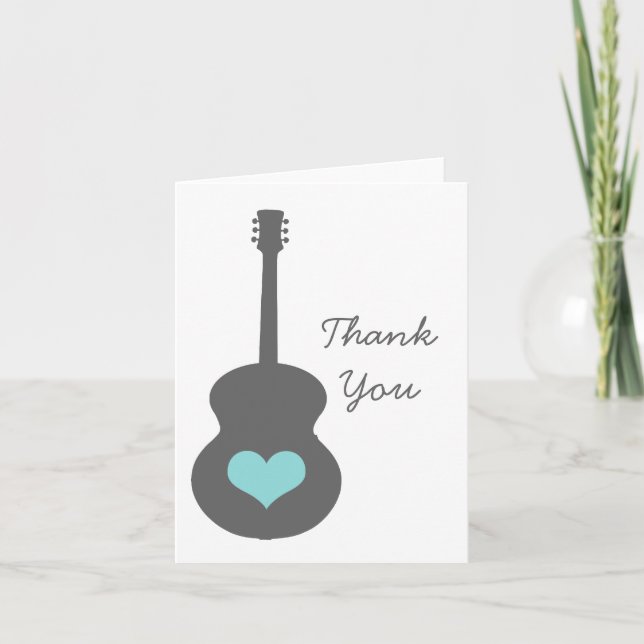 Carte de remerciements cardiaque de guitare Grey/A (Devant)