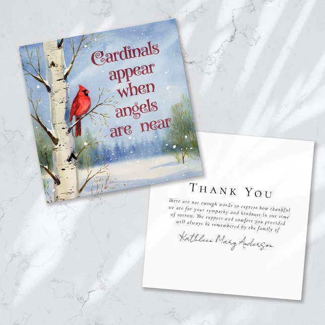 Carte De Remerciements Cardinal hiver Sympathie de neige funéraire (Créateur téléchargé)