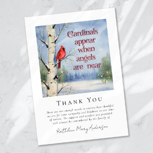 Carte De Remerciements Cardinal hiver Sympathie de neige funéraire
