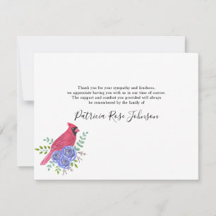 Carte De Remerciements Cardinal Red Bird Funeral Thank You Note Card