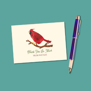Carte De Remerciements Cardinal Rouge Inspiré Au Milieu Du Siècle Illustr