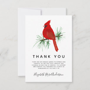 Carte De Remerciements Cardinal rouge moderne Sympathy Funeral