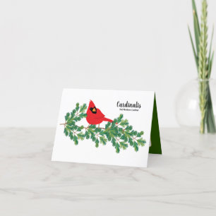 Carte De Remerciements Cardinal rouge perché sur les branches de pin Cart