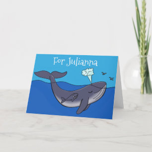 Carte De Remerciements Caricature de baleine mignonne et de baleine de ve