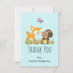 Carte De Remerciements Caricature en bois mignon