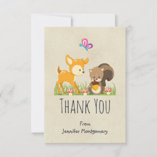 Carte De Remerciements Caricature en bois mignon