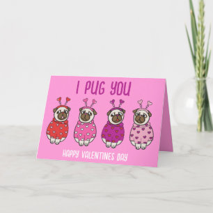 Carte De Remerciements CARLIN AMOUR Valentines Jour Chien Chien Chien Chi