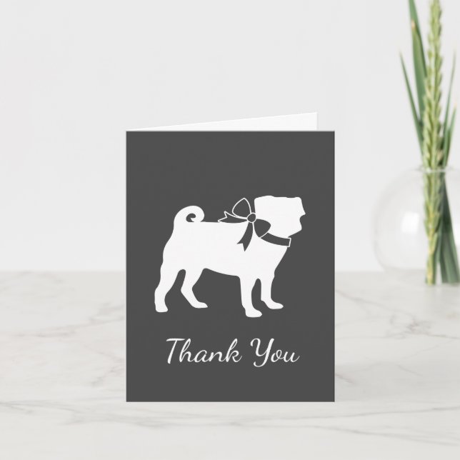 Carte De Remerciements Carlin Chien Baby shower Gris Chiot Chien Neutre G (Devant)