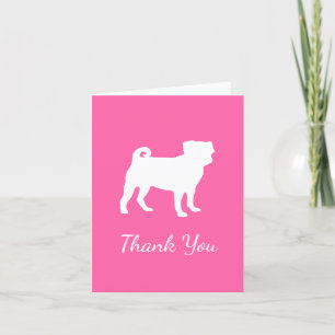 Carte De Remerciements Carlin chien Baby shower rose chiot fille