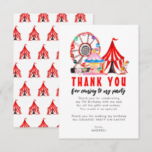 Carte De Remerciements Carnaval Cirque Clown Festival Ballon Anniversaire