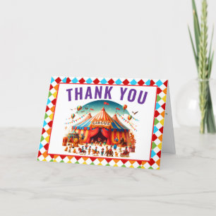 Carte De Remerciements Carnaval moderne de Cute Circus 1er anniversaire
