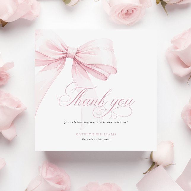 Carte De Remerciements Carré de Baby shower de la ceinture rose (Créateur téléchargé)