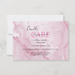Carte De Remerciements Carré de soins aux bougies rose esthétique