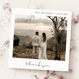 Carte de remerciements carré mariage minimaliste