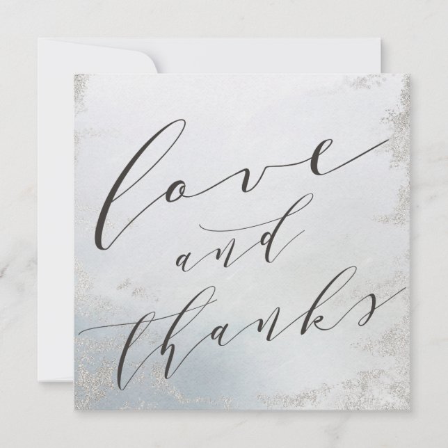 Carte De Remerciements Carré Ombre Dusty Blue Frosted Love and Thanks (Devant)