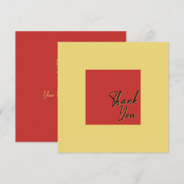 Carte De Remerciements Carré simple chic or rouge et noir