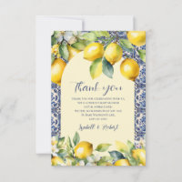 Carreaux bleu italien Aquarelle Baby shower citron