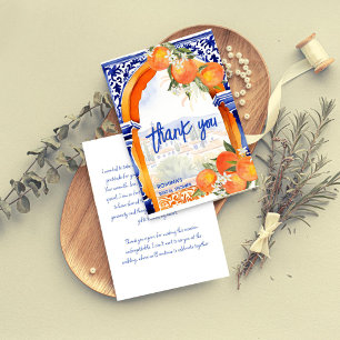 Carte De Remerciements Carreaux de talavera azulejo bleu orange pour baby