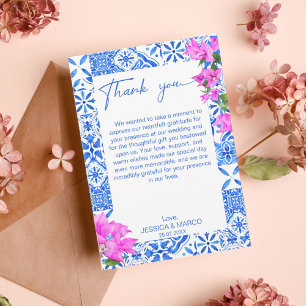Carte De Remerciements Carrelage bleu Bougainvillea élégant