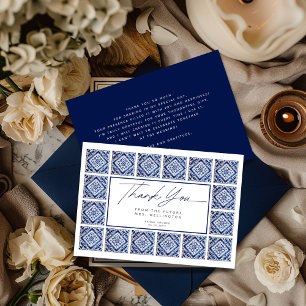 Carte De Remerciements Carrelage Bleu Mariage Italien Méditerranéen