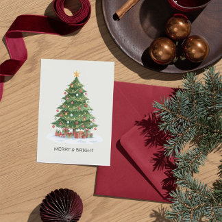 Carte De Remerciements Cartão de natal aquarela alegre e brilhante