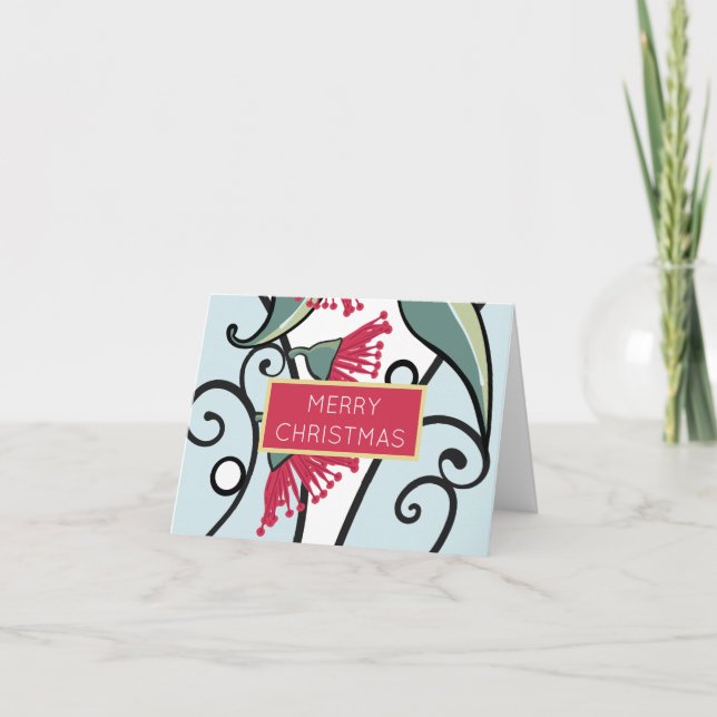 Carte De Remerciements Carte-cadeau Red Eucalyptus Gum Nut Floral (Devant)