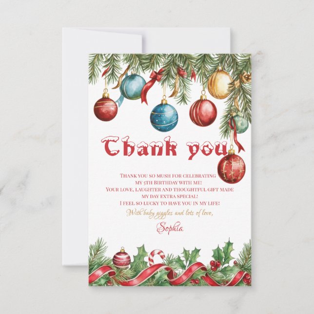Carte De Remerciements Carton d'invitation d'anniversaire de Noël Oh What (Devant)