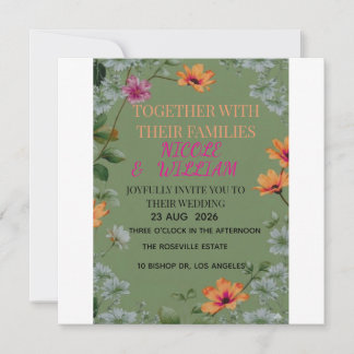 Carte De Remerciements Carton d'invitation de mariage au jardin floral ve