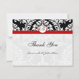 Carte De Remerciements Carton d'invitation de mariage en damas noir avec 
