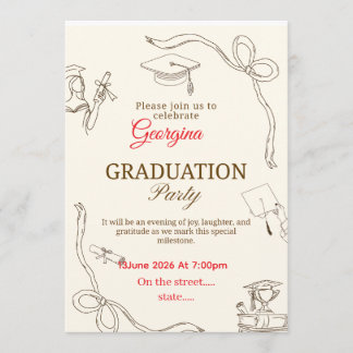 Carte De Remerciements Carton d'invitation de remise des diplômes élégant