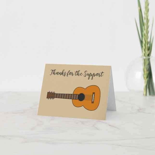 Carte De Remerciements Carton simple de guitare acoustique | Ajouter du t (Devant)