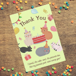 Carte De Remerciements Cartoon Cats Birthday Party Thank You Card