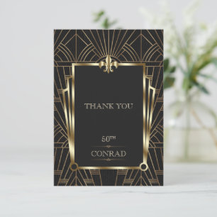 Carte De Remerciements Casino élégant Black Gold Art déco 50e anniversair