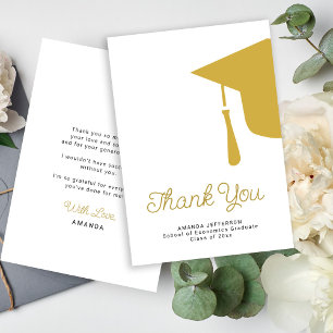 Carte De Remerciements Casquette de graduation de script simple personnal