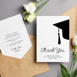 Carte De Remerciements Casquette de graduation de script simple personnal