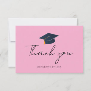 Carte De Remerciements Casquette de remise des diplômes élégante & nom pe