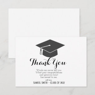 Carte De Remerciements Casquette de remise des diplômes et gland noir et 