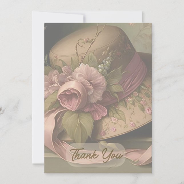 Carte De Remerciements Casquette de Rose victorien avec beige (Devant)