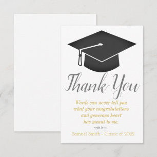 Carte De Remerciements Casquette de script d'or et diplôme de baseball