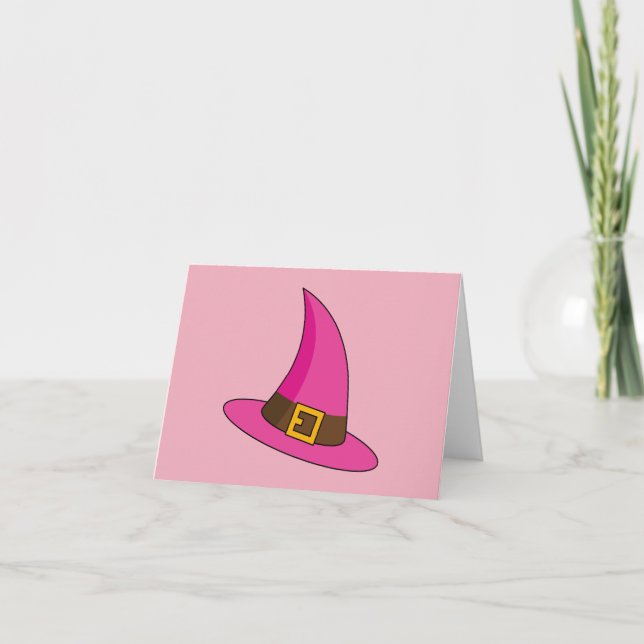 Carte De Remerciements Casquette de sorcière rose (Devant)