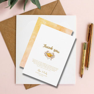 Carte De Remerciements Casquette doré dessiné à la main Peach graduation