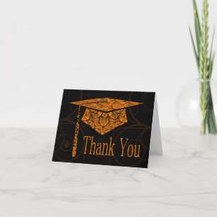 Carte De Remerciements Casquette floral orange et noir