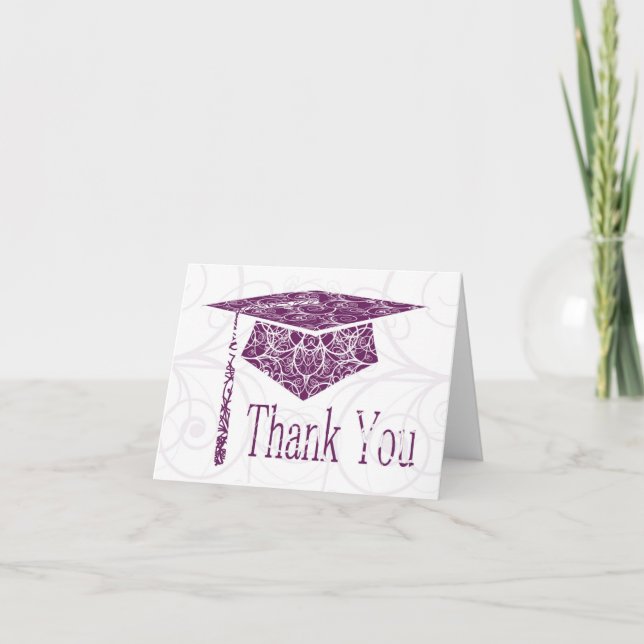 Carte De Remerciements Casquette floral violet et blanc (Devant)