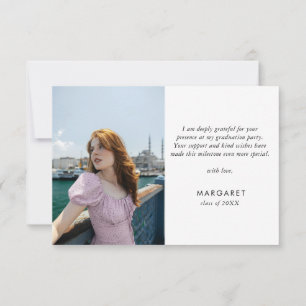 Carte De Remerciements Casquette minimum Gold Grad Moderne Photo Graduati