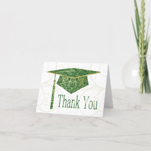 Carte de remerciements Casquette vert et or