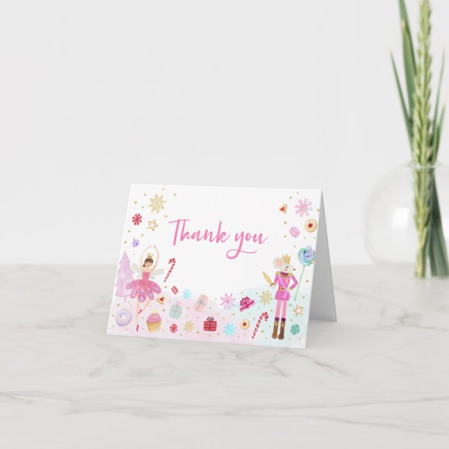 Carte De Remerciements Casse-noix Pays des sucreries Or rose Anniversaire (Devant)